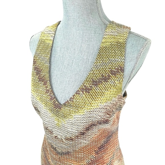 Tracy Reese Zig Zag Rafia Cross Back Shift in Tobacco color size S - Picture 9 of 15